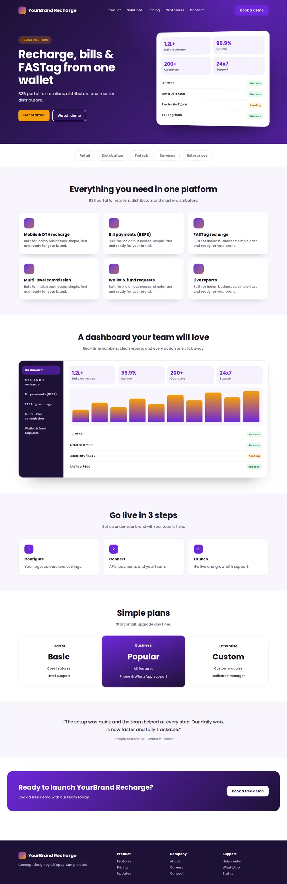 Multi Recharge B2B Portal design
